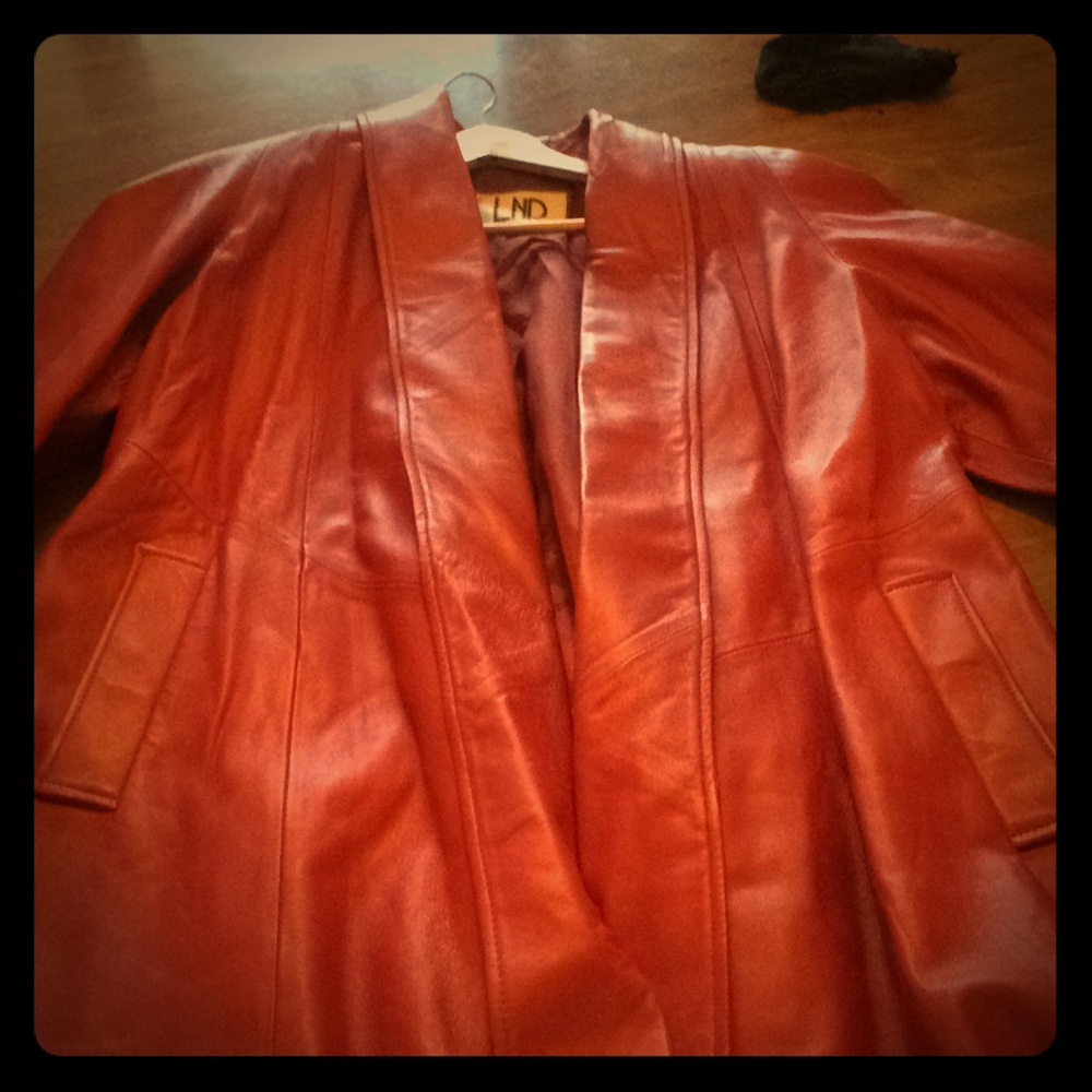 LNR pink long leather jacket